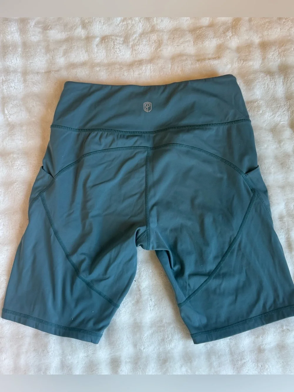 Teal | High Waisted | Biker Shorts with Pockets Athletic Yoga Shorts